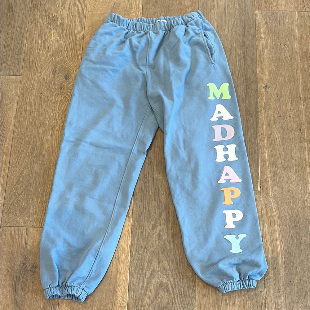 Madhappy Blue Joggers with Colorful Lettering